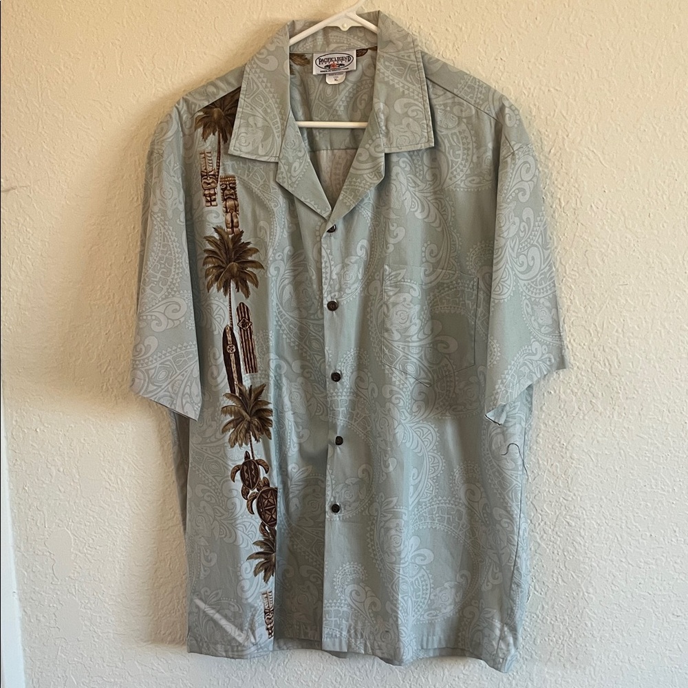 Coconut Bay Men's Casual Button Down Shirt - Gray and Brown NWOT